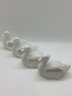 Abbott White Ceramic Duck Napkin Rings Set of 4